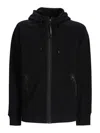 C.p. Company Sweatshirts Hooded Open In Diagonal Raised Fleece Clothing In Black