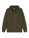 C.p. Company Goggles-detail Zip-up Hoodie In Green