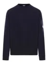 C.p. Company Diagonal Raised Fleece Crew Neck Sweatshirt In Blue
