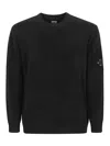 C.p. Company Knitwear Crew Neck In Chenille Cotton In Black