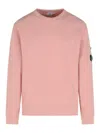 C.p. Company Cotton Sweater With Long Sleeves And Round Neck In Nude & Neutrals