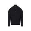 C.p. Company C.p.company Ribbed Sweater With Lens Pocket In Black