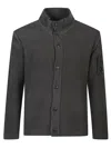 C.p. Company Textured Button Cardigan In Black