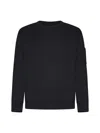 C.p. Company Cp Company Diagonal Raised Fleece Crew Neck Lens Sweatshirt In Black