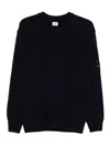 C.p. Company C.p.company Logo Cotton Crewneck Sweatshirt In Blue