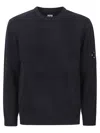 C.p. Company Knitwear Crew Neck In Chenille Cotton In Blue