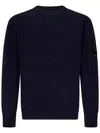 C.p. Company Blue Sweater With Textured Knit Design In Blue