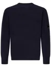 C.p. Company Blue Sweater With Textured Knit Design In Blue