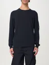 C.p. Company Cotton Crewneck Lens Sweater In Blue