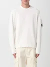 C.p. Company 'diagonal Raised' White Sweatshirt With Lens Motif On The Arm In White