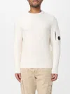 C.p. Company Sea Island Gauze White Cotton Sweater In White