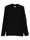 C.p. Company Crew Neck In Fleece Knit Knitwear Black In Black