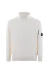 C.p. Company Turtleneck Knit Sweater Arm Pocket In Cream