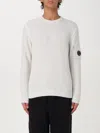 C.p. Company Logo Crew Neck Sweatshirt With Sleeve Zip Pocket In Grau