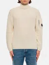 C.p. Company Knitwear Turtle Neck In Rewool In Weiss