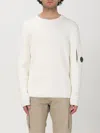 C.p. Company 'diagonal Raised' White Sweatshirt With Lens Motif On The Arm In Weiss
