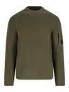 C.p. Company Chunky Ribbed Knit Sweater With Distinctive Patch Pocket In Green