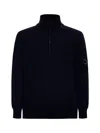 C.p. Company Light Fleece Half Zipped Sweatshirt Total Eclipse Blue In Total Eclipse