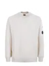 C.p. Company Resist Dyed Cotton Sweatshirt With Lens Pocket In White