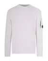 C.p. Company Round Neck Fleece Knit Sweater In White