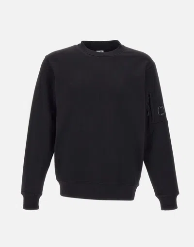 C.p. Company Cotton Sweatshirt With Lens In Black