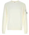 C.p. Company 'diagonal Raised' White Sweatshirt With Lens Motif On The Arm In Neutral