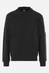 C.p. Company Cp Company Diagonal Raised Fleece Crew Neck Lens Sweatshirt In Black