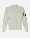 C.p. Company Garment-dyed Cotton Fleece Sweatshirt In White