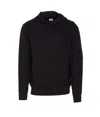 C.p. Company Crewneck Sweatshirt With Arm Patch And Hood In Black