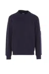 C.p. Company Brushed And Emerized Diagonal Fleece Lens Crew Nec In Blue