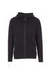 C.p. Company Sweatshirts Hooded Open In Diagonal Raised Fleece Clothing In Black