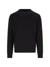 C.p. Company Cp Company Diagonal Raised Fleece Crew Neck Lens Sweatshirt In Black