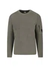 C.p. Company Crewneck Sweater With Arm Pocket And Ribbed Texture In Gray