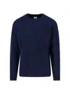 C.p. Company Crewneck Sweater With Arm Pocket And Raglan Sleeves In Blue