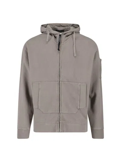 C.p. Company Hooded Sweatshirt With Pockets And Drawstring In Gray