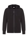 C.p. Company Sweatshirts Hooded Open In Diagonal Raised Fleece Clothing In Black