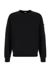 C.p. Company Cp Company Diagonal Raised Fleece Crew Neck Lens Sweatshirt In Black