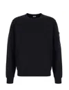 C.p. Company Cp Company Diagonal Raised Fleece Crew Neck Lens Sweatshirt In Black