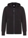 C.p. Company Sweatshirts Hooded Open In Diagonal Raised Fleece Clothing In Black