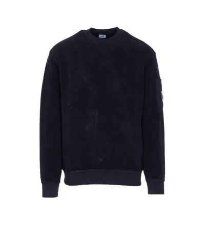C.p. Company Crewneck Sweatshirt Featuring Arm Pocket In Blue