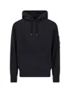 C.p. Company Classic Black Hoodie With Kangaroo Pocket And Signature Detail In Black