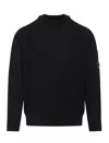 C.p. Company Ribbed Pullover With Sleeve Pocket And Cuffs In Black