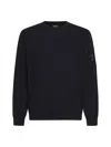 C.p. Company Crewneck Sweatshirt In Cotton Diagonal Raised Fleece Lens In Black
