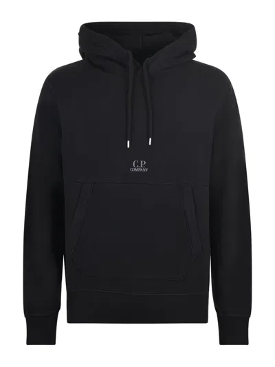 C.p. Company Logo-embroidered Cotton Hoodie In Black