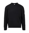 C.p. Company Cp Company Diagonal Raised Fleece Crew Neck Lens Sweatshirt In Blue