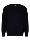 C.p. Company Blue Sweater With Textured Knit Design In Blue
