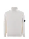 C.p. Company Turtleneck Knit Sweater Arm Pocket In Beige