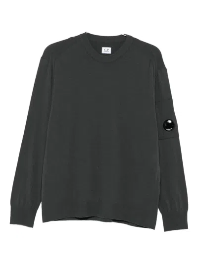 C.p. Company Lens-detail Crew-neck Sweater In Gray