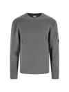 C.p. Company Classic Grey Knit Sweater With Distinctive Lens Detail In Gray