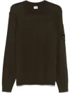 C.p. Company Lens Patch Crew Neck Sweatshirt In Green